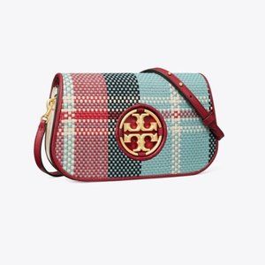 Brand new Tory Burch MILLER WOVEN PLAID CONVERTIBLE SHOULDER BAG